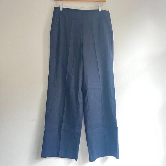CHICOS NAVY LINEN BLEND PANTS 0R - Picture 1 of 6